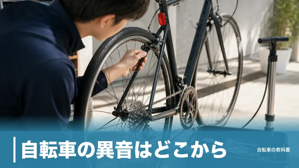 自転車の異音はどこから？10cm落として・揺すって・回すの3手順で原因が絞れるのアイキャッチ画像