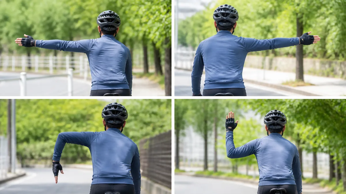 自転車のハンドサイン一覧｜法律が定めているのは4つの形だけの解説画像