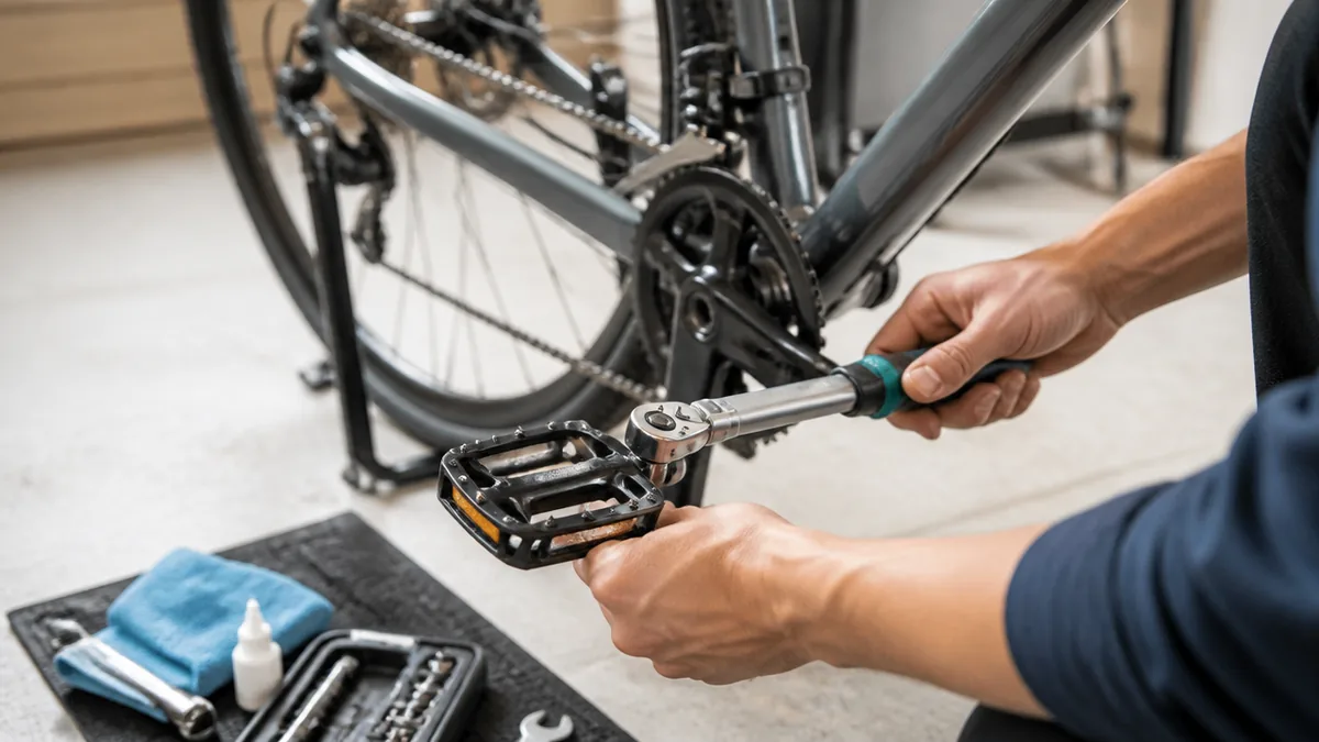 自転車ペダル異音はどこが鳴っている？左ペダルの逆ネジと35〜55N·mで直す手順のアイキャッチ画像