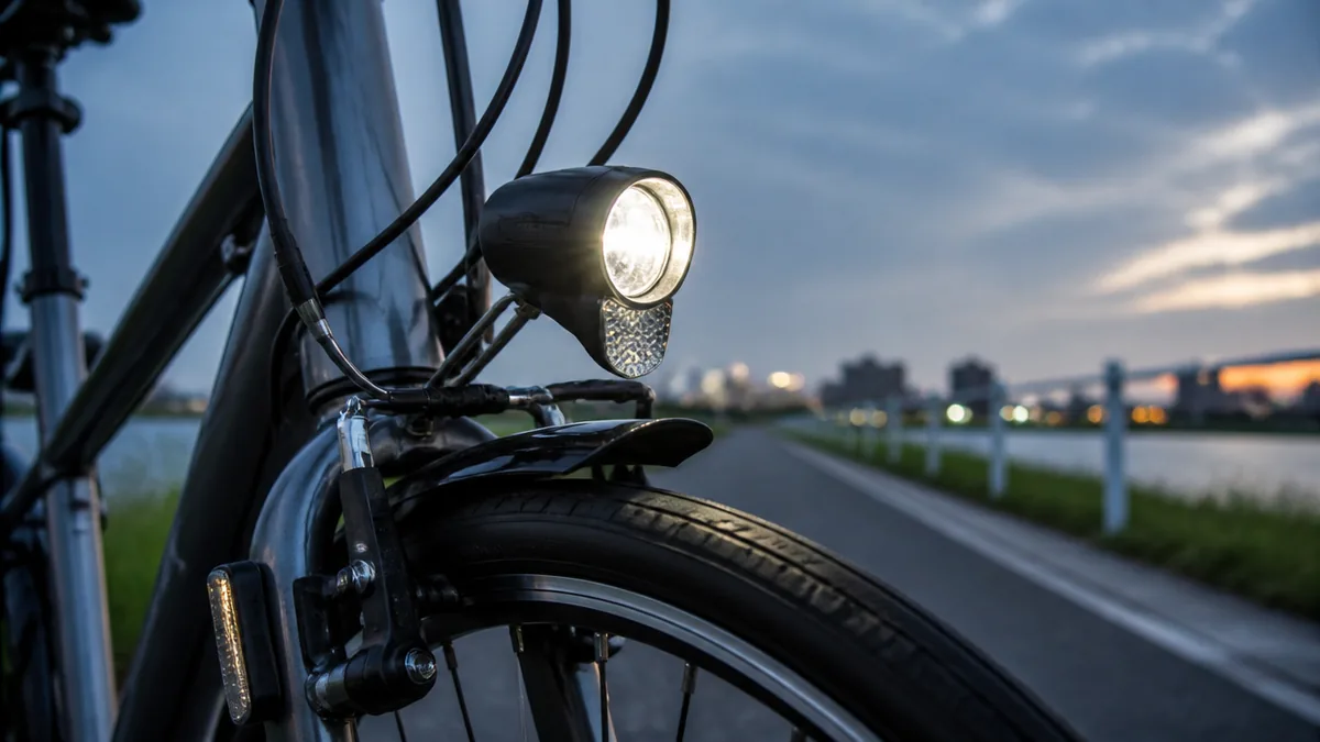 自転車オートライトの仕組みは「発電・センサー・LED」の3点セットの解説画像