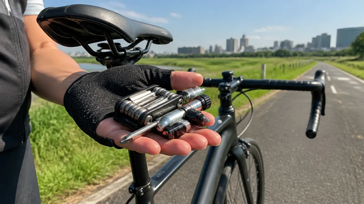 ロードバイクの工具は携帯で何を持つ?73gのミニツールと8.2gのCO2で決める最小セットのアイキャッチ画像